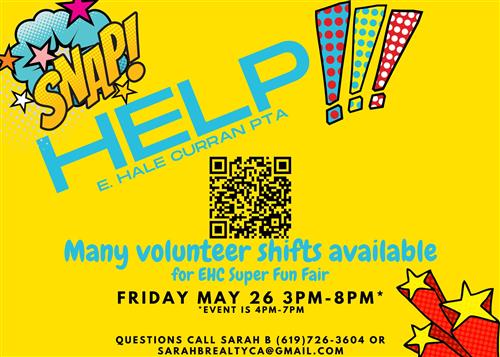 Volunteers needed for the Super Fun Fair at E. Hale Curran